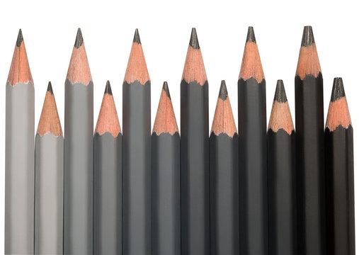 Row Of Black Graphite Pencils With Different Hardness