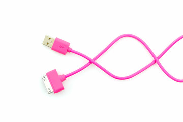 Pink USB cable for smartphone.
