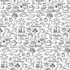 Hand drawn seamless breakfast pattern