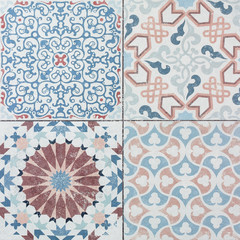 Beautiful old ceramic tile wall patterns in the park public.