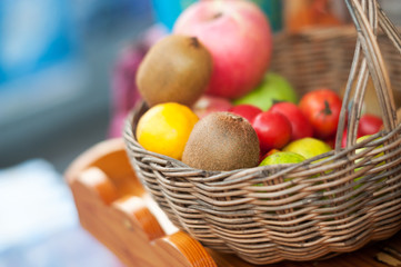 Kiwi Fruits in basket with soft light