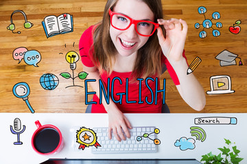English concept with young woman