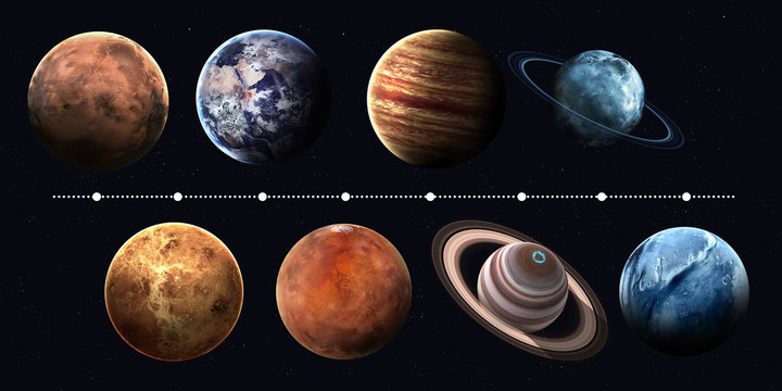 Solar system planets, pluto and sun in highest quality and resolution. Elements of this image furnished by NASA