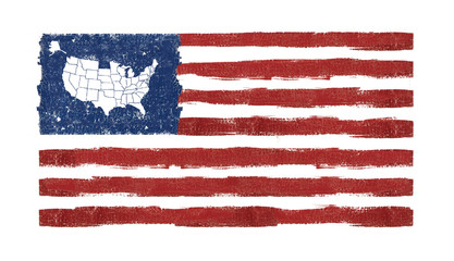 american flag with the map