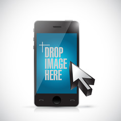 drop image here message on a smart phone