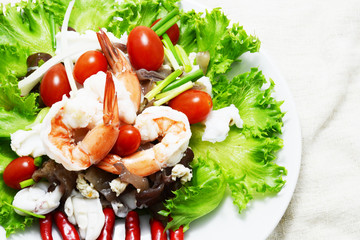 Seafood salad and chili