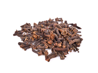 pile of cloves on white background