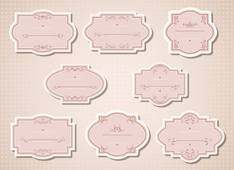 Vector set of labels and tags with frames and decorative element