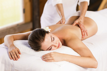 Woman enjoying massage.