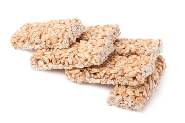 honey bars with peanut on white background