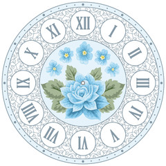 Vintage clock face with roses
