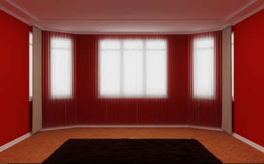 3d illustration of an empty living room.