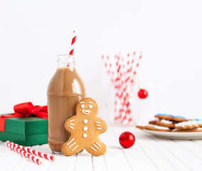 Gingerbread and chocolate milk on Christmas