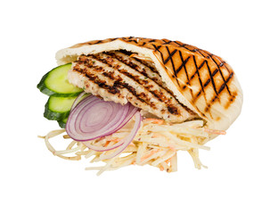 fast food meat with vegetables in pita