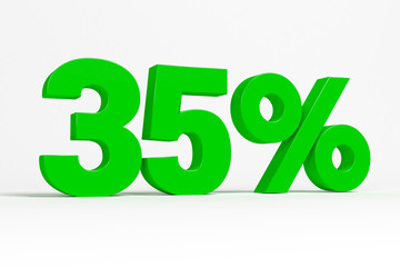 Green 3d 35% text on white background. See whole set for other numbers.

