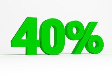 Green 3d 40% text on white background. See whole set for other numbers.
