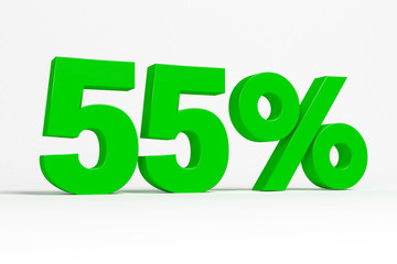 Green 3d 55% text on white background. See whole set for other numbers.
