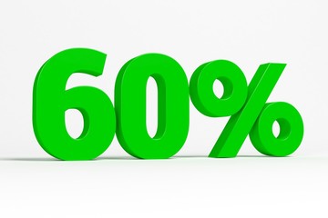 Green 3d 60% text on white background. See whole set for other numbers.
