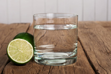 Glass of water with lime