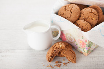 Romantic breakfast with hot white chocolate and cookies