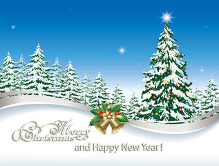 Christmas tree on the background of nature