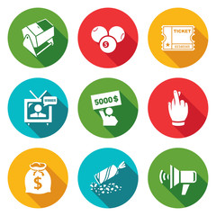 Lottery Icons Set. Vector Illustration.