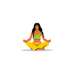 Meditation woman. Vector Illustration.