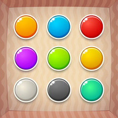 Colorful Game Buttons. Vector GUI elements for mobile games