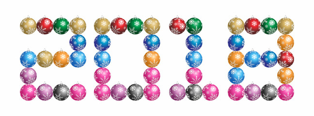  2018 Christmas baubles. New Year vector