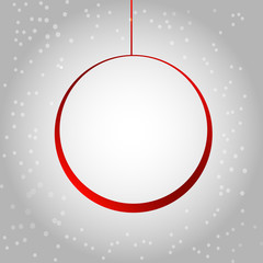 Декоративный новогодний красный шар открытка - obrazy, fototapety, plakaty