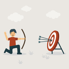 Arrows hitting the center of target. Business and Financial concept illustration.