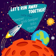 Vector illustration in flat style about outer space.
