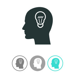 Human profile with bulb vector icon. Idea symbol.