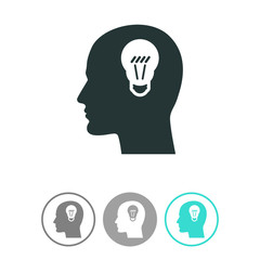 Human profile with bulb vector icon. Idea symbol.