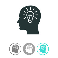 Human profile with bulb vector icon. Idea symbol.