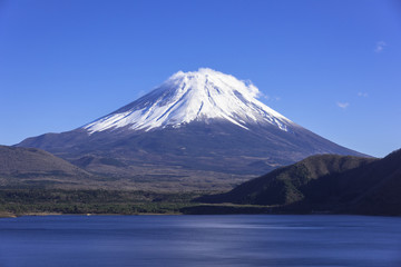 本栖湖と富士山