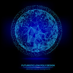 Abstract polygonal futuristic background with dots and lines.