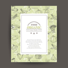 Vector card with vegetables and an inscription in the center