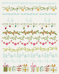 Vector illustration.  Set of Christmas and decorative elements.