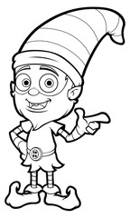 Old Elf Character In Black And White