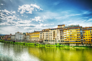 Arno bank seen from Ponte Vecchio in Florence