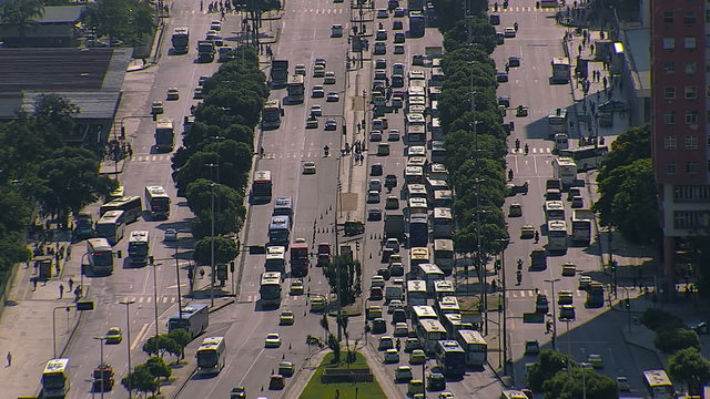 Busy city streets in Rio de Janeiro, Brazil