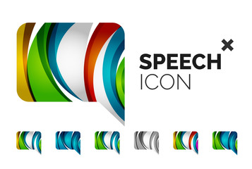 Set of abstract speech bubble and cloud icons, business logotype concepts, clean modern geometric design