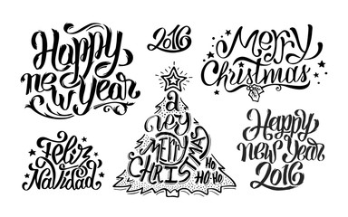 Merry Christmas and Happy New Year Typography