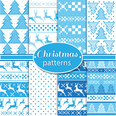 set of Christmas seamless patterns