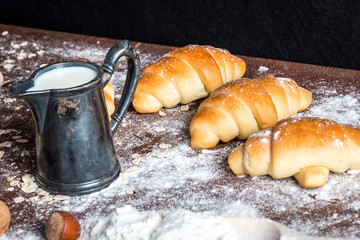 mini croissants in the bakery 