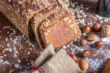 still life with bread and nuts, at the bakery