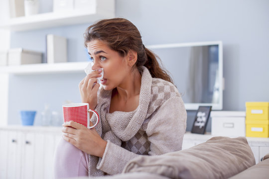 Sick Woman, Flu Woman. Caught Cold.shallow depth of field