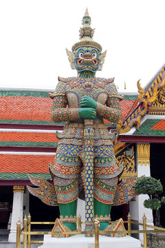 Giant guardian model with Thai traditional dress, The grand palace , Bangkok , thailand.