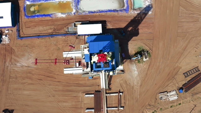 the oil gas drilling tower aerial view